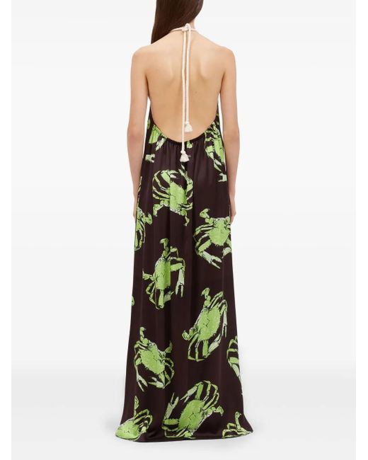 MSGM Brown Graphic-Print Maxi Dress
