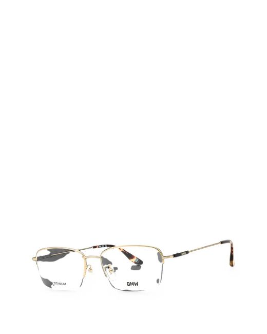 BMW White Rectangle-Frame Titanium Glasses for men