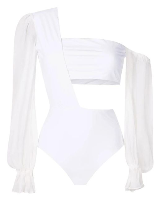 Amir Slama White One-Shoulder Bodysuit