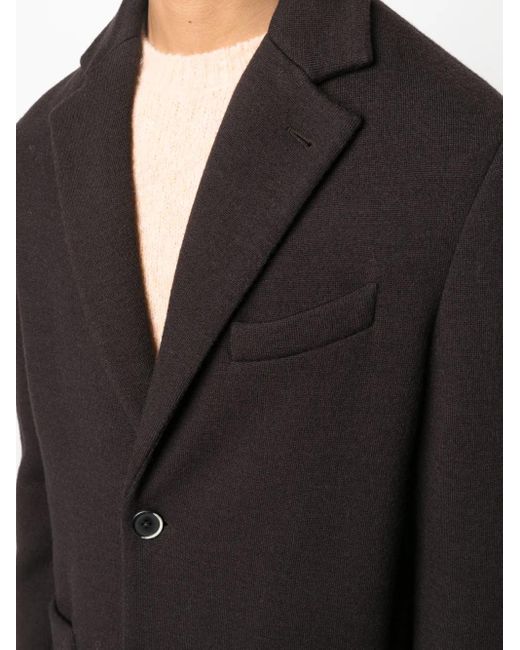 Barena Black Notched-Collar Single-Breasted Coat for men