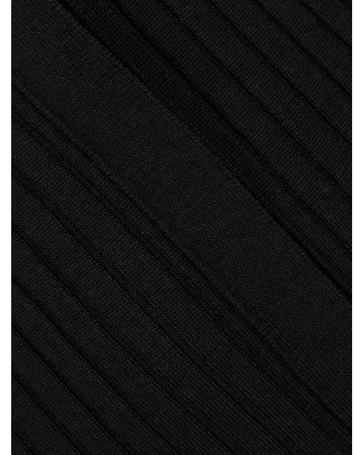Philosophy Di Lorenzo Serafini Black Ribbed-Knit V-Neck Dress