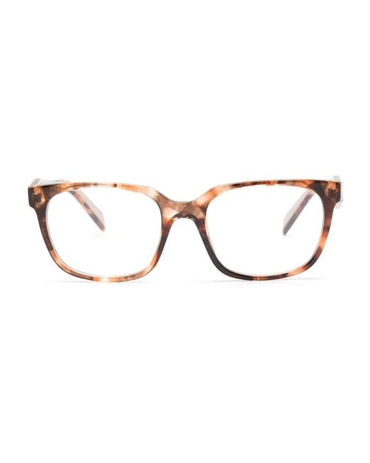 Prada Brown Tortoiseshell-Effect Square-Frame Glasses