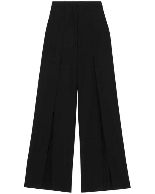 Burberry Black Wool Wide-Leg Trousers
