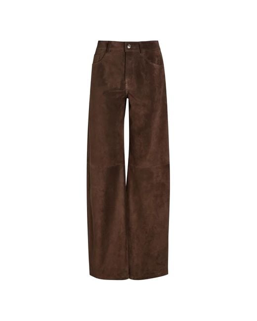 ARMARIUM Brown Luke Wide-Leg Suede Trousers