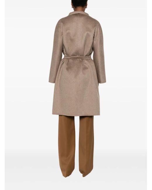 Max Mara Natural Hooded Belted Coat
