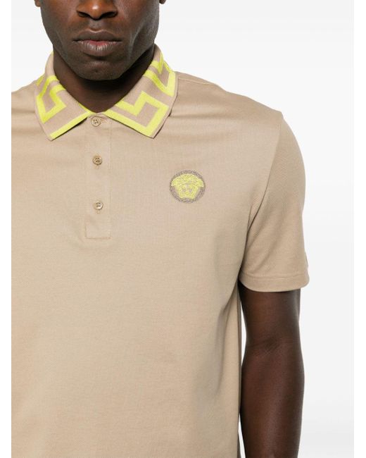 Versace Natural Polo Shirt With Medusa Face, for men