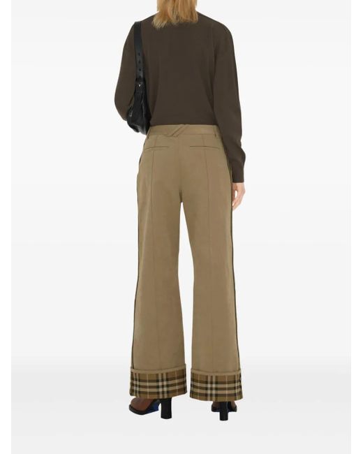 Burberry Broek Met Wijde Pijpen En Geruite Afwerking in het Natural
