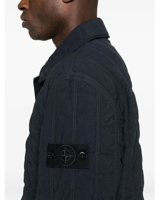 Stone Island Blue Quilted Panelled Jacket for men
