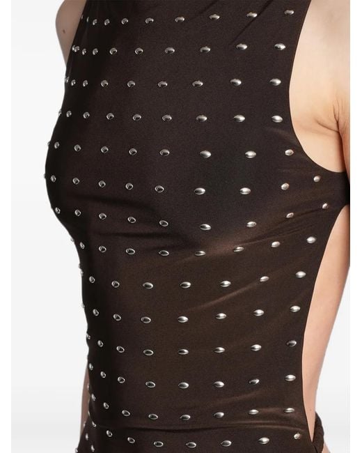 Siedres Black Stud-Embellished Open-Back Dress