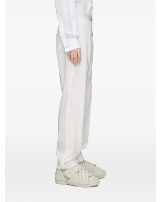 Maison Margiela White Wool Tuxedo Trousers for men