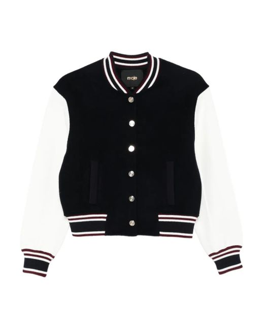 Maje Black Wool Bomber Jacket