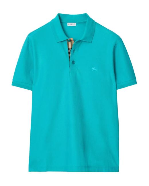Burberry Blue Cotton Polo Shirt for men