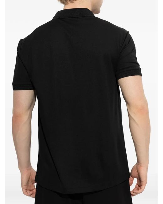 EA7 Black Logo-Plaque Polo Shirt for men