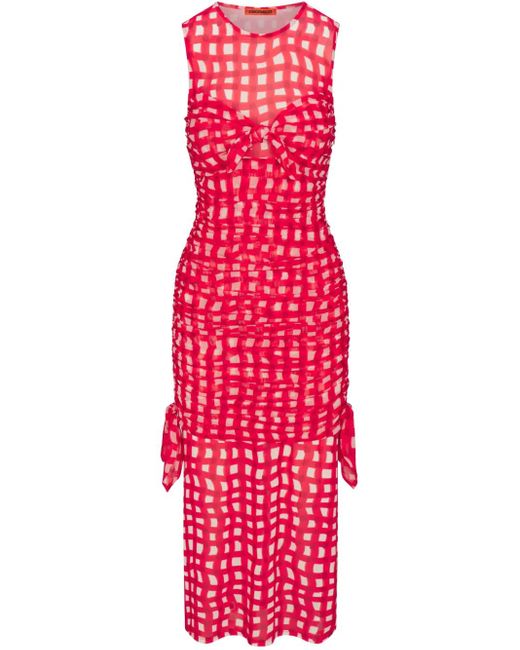 Simon Miller Red Sonora Mesh Midi Dress