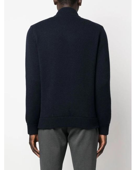 Boglioli Blue Zip-Up Cashmere Jumper for men