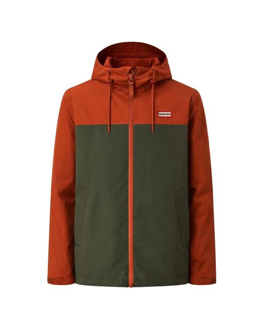 Hunter Brown Originals Colour-Block Zip-Up Hooded Jacket for men