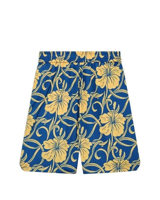 Drole de Monsieur Blue Hibiscus Floral Shorts for men