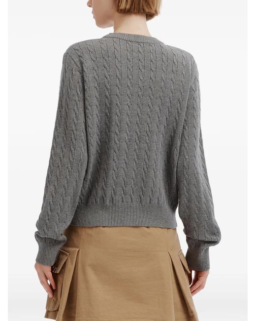 Chocoolate Gray Cable-Knit Embroidered Sweater