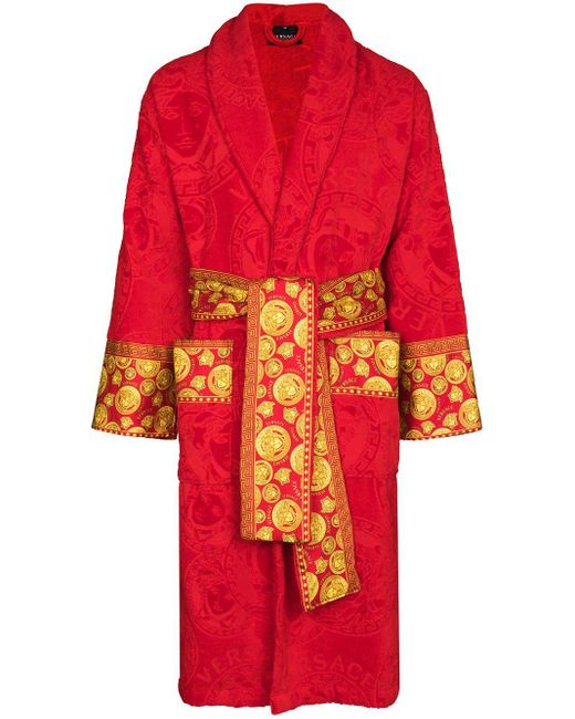 Versace Cotton Medusa Amplified Bathrobe in Red Lyst
