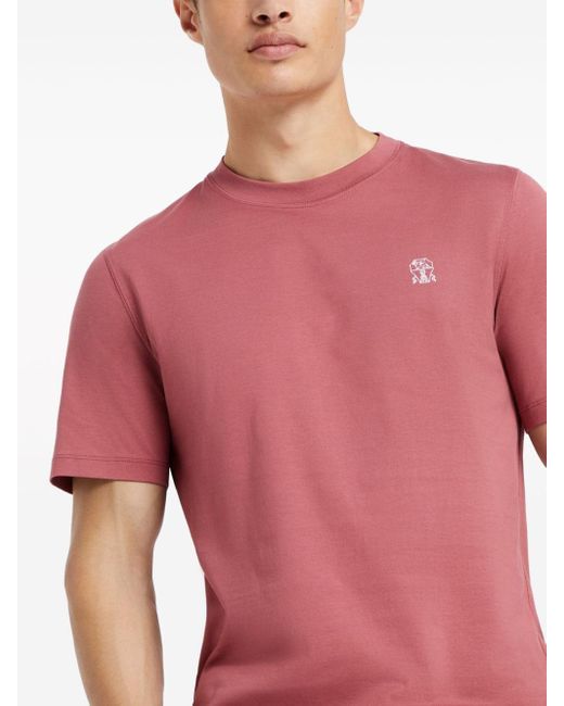 メンズ Brunello Cucinelli ロゴ Tシャツ Pink