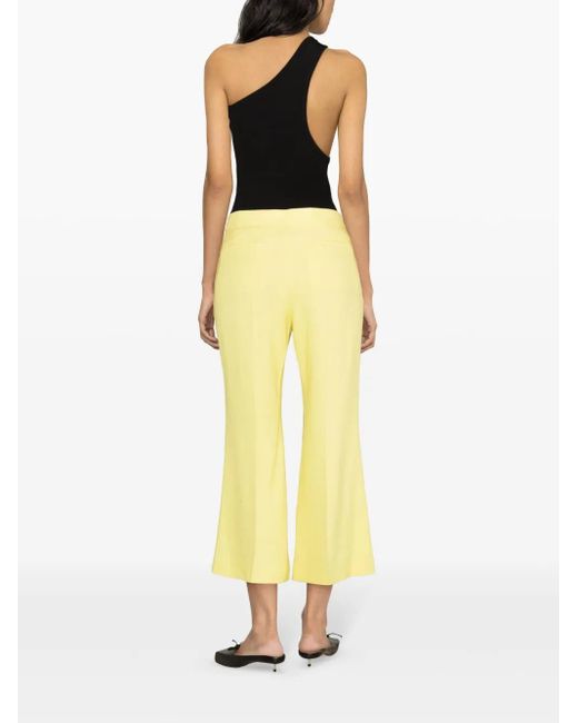 MSGM Yellow Mid-Rise Cropped Trousers