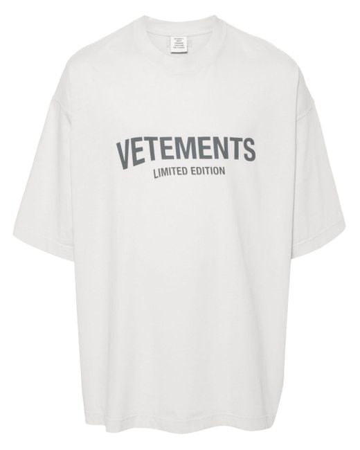 T-shirt en coton à logo imprimé Vetements en coloris White