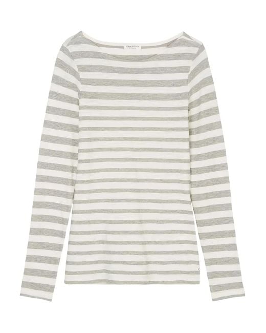 Marc O' Polo White Striped Long-Sleeve T-Shirt
