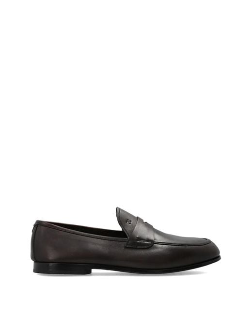 Fabi Black Leather Loafers for men