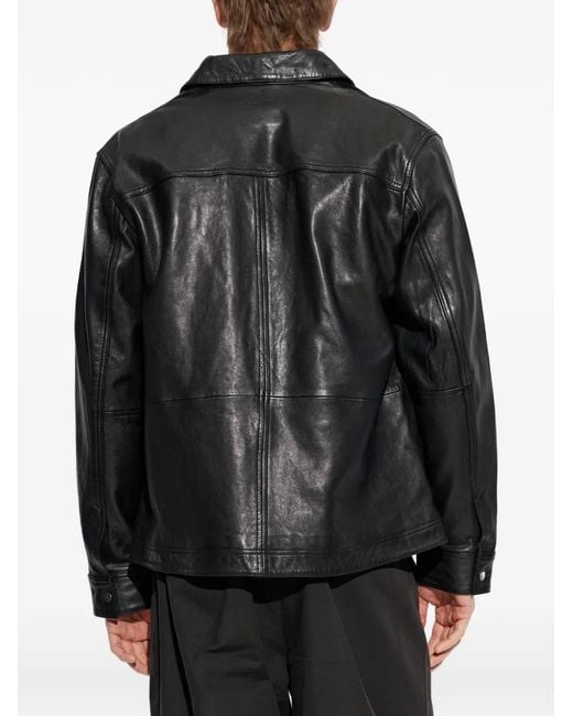 AllSaints Black Saxon Leather Jacket for men