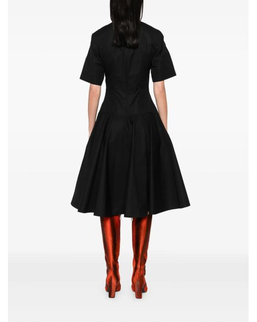 McQueen Black Flared Midi Dress