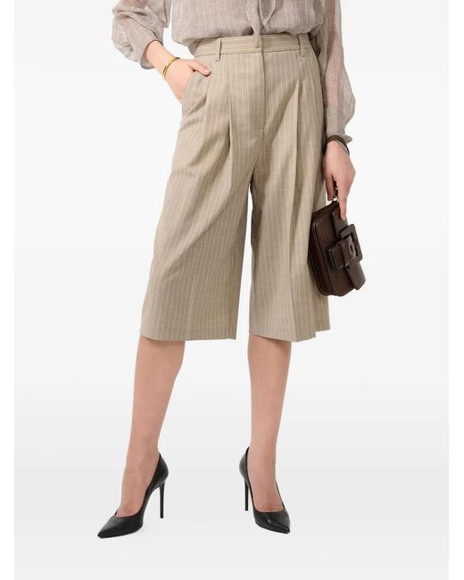 Barbara Bui Natural Pinstripe Bermuda Shorts