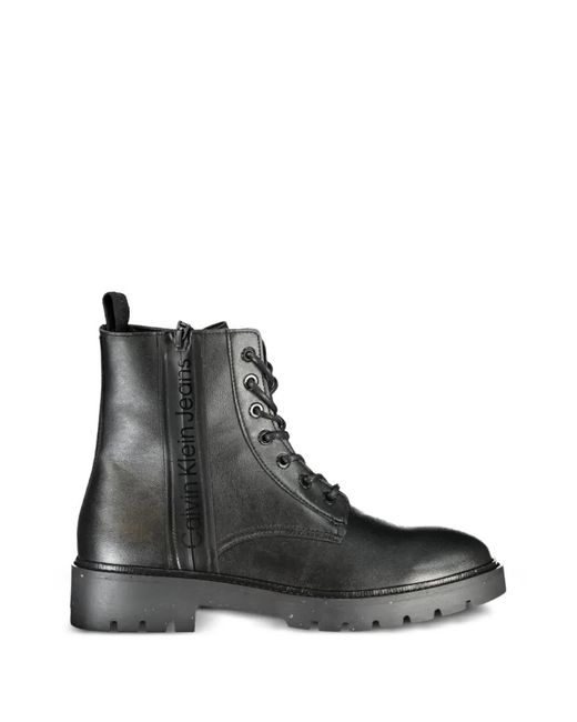 Calvin Klein Black Lace-Up Combat Boots for men