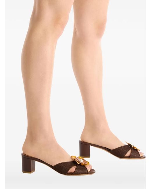 Malone Souliers Brown Suri Flower-Detail Sandals