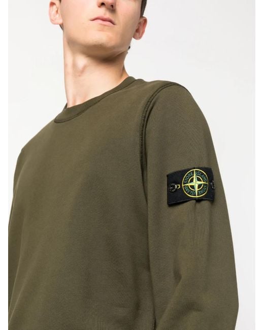 Stone Island Green Tone Island Crewneck Sweatshirt In Cotton Fleece for men