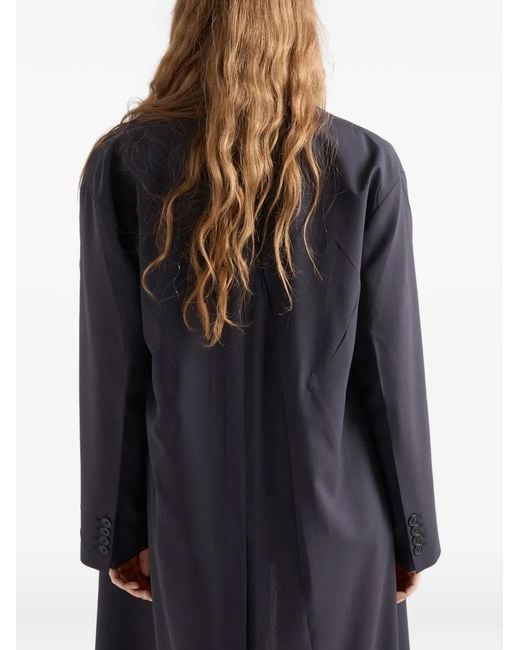 Prada Blue Single-Breasted Light Wool Coat