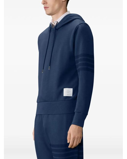 Thom Browne Blue Loopback 4-Bar Hoodie for men