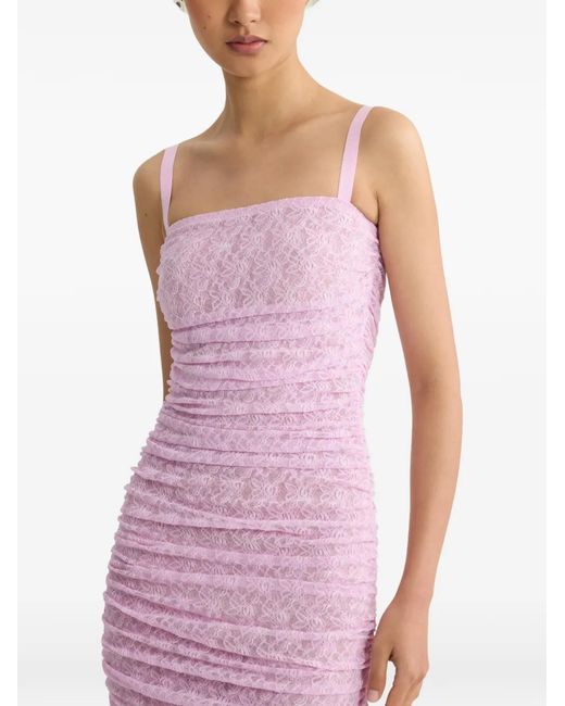 Patou Pink Lace Ruched Midi Dress