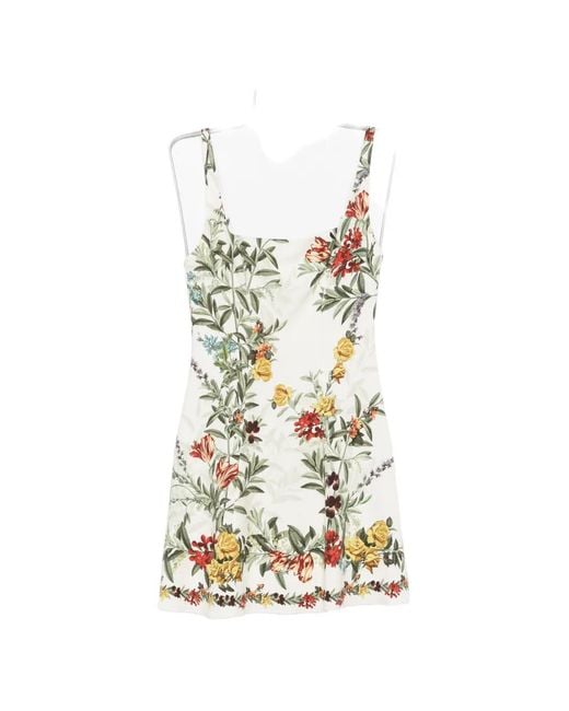 Alice + Olivia White Floral-Print Square-Neck Mini Dress