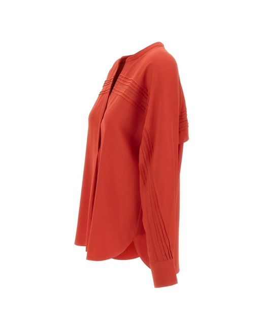 Vince Red Long-Sleeve Blouse
