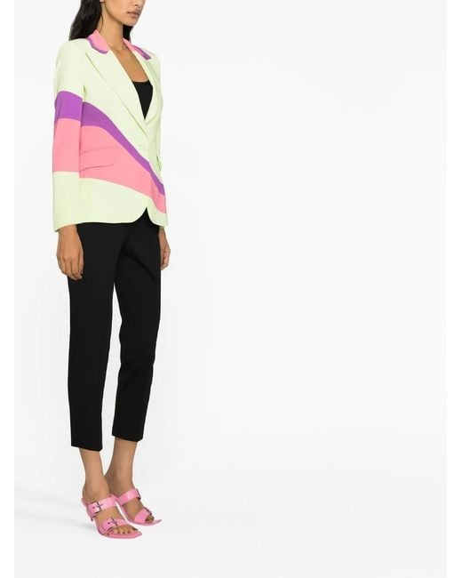 Moschino Green Colour-Block Single-Breasted Blazer