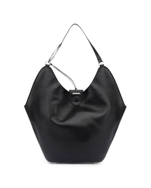 Dondup Black Large Erotica Ring-Detail Leather Shoulder Bag