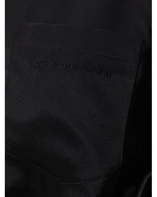 Alexander Wang Black Cut-Off Layered Shirt Mini Dress