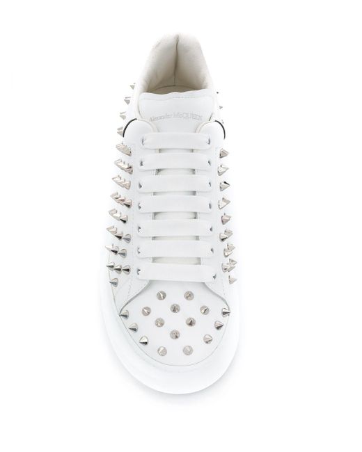 Alexander McQueen Leather Spike Studded Sneakers in White - Lyst