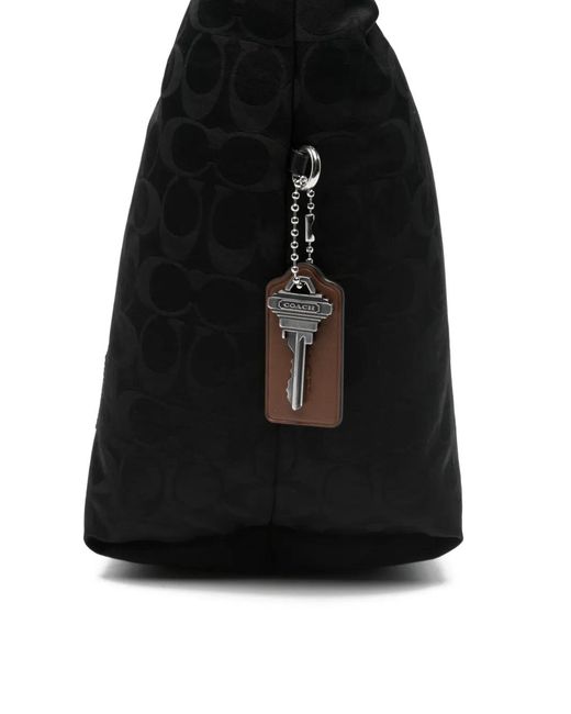 COACH Black Pattern Key-Charm Shoulder Bag
