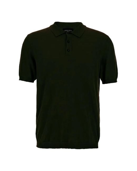 Roberto Collina Black Short-Sleeve Textured Polo Shirt for men