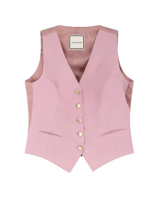 Tagliatore Pink V-Neck Button Vest