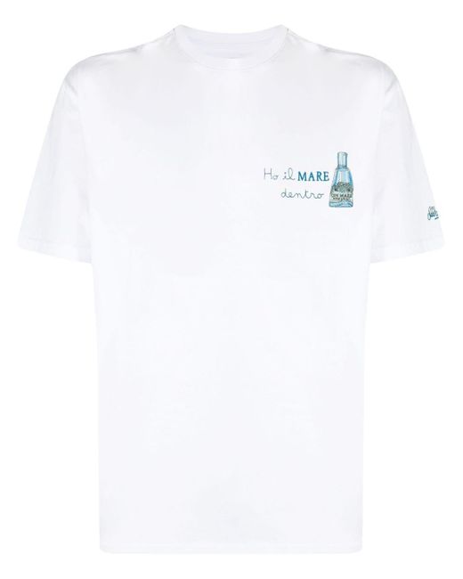 Mc2 Saint Barth White X Gin Mare Embroidered T-shirt for men