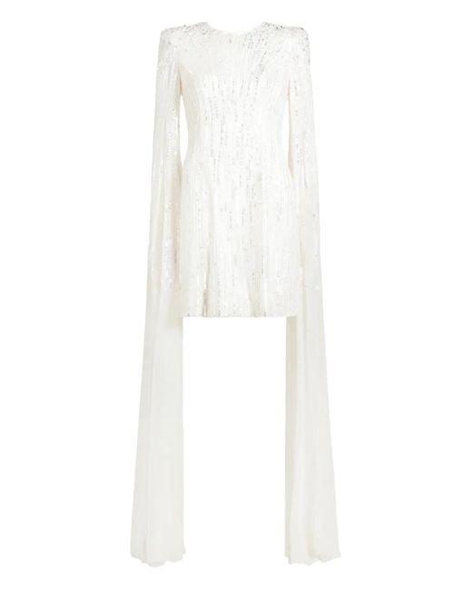 Jenny Packham White Sweet Magic Embellished Sleeve Dress