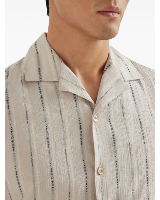 Brunello Cucinelli White Short-Sleeve Shirt for men