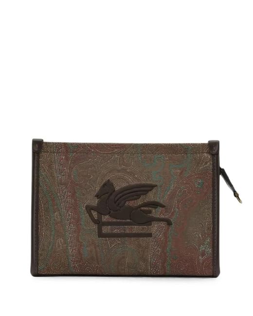 Etro Brown Pegaso Paisley-Print Shoulder Bag